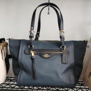 (SOLD) $269 *NEW* COACH GOLD/DENIM MULTI Carryall